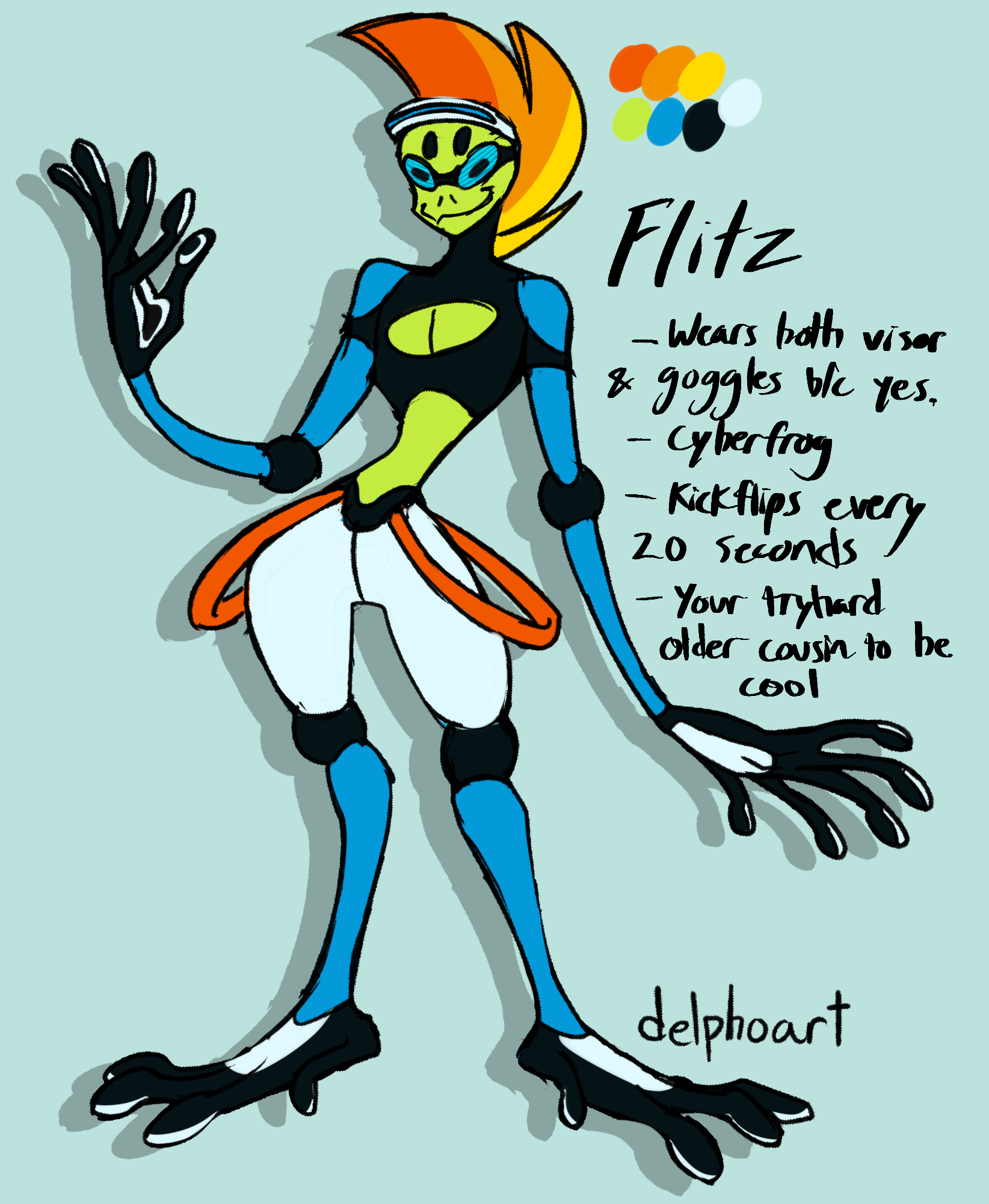 A reference image of an original character named Flitz, drawn by Delphoart.