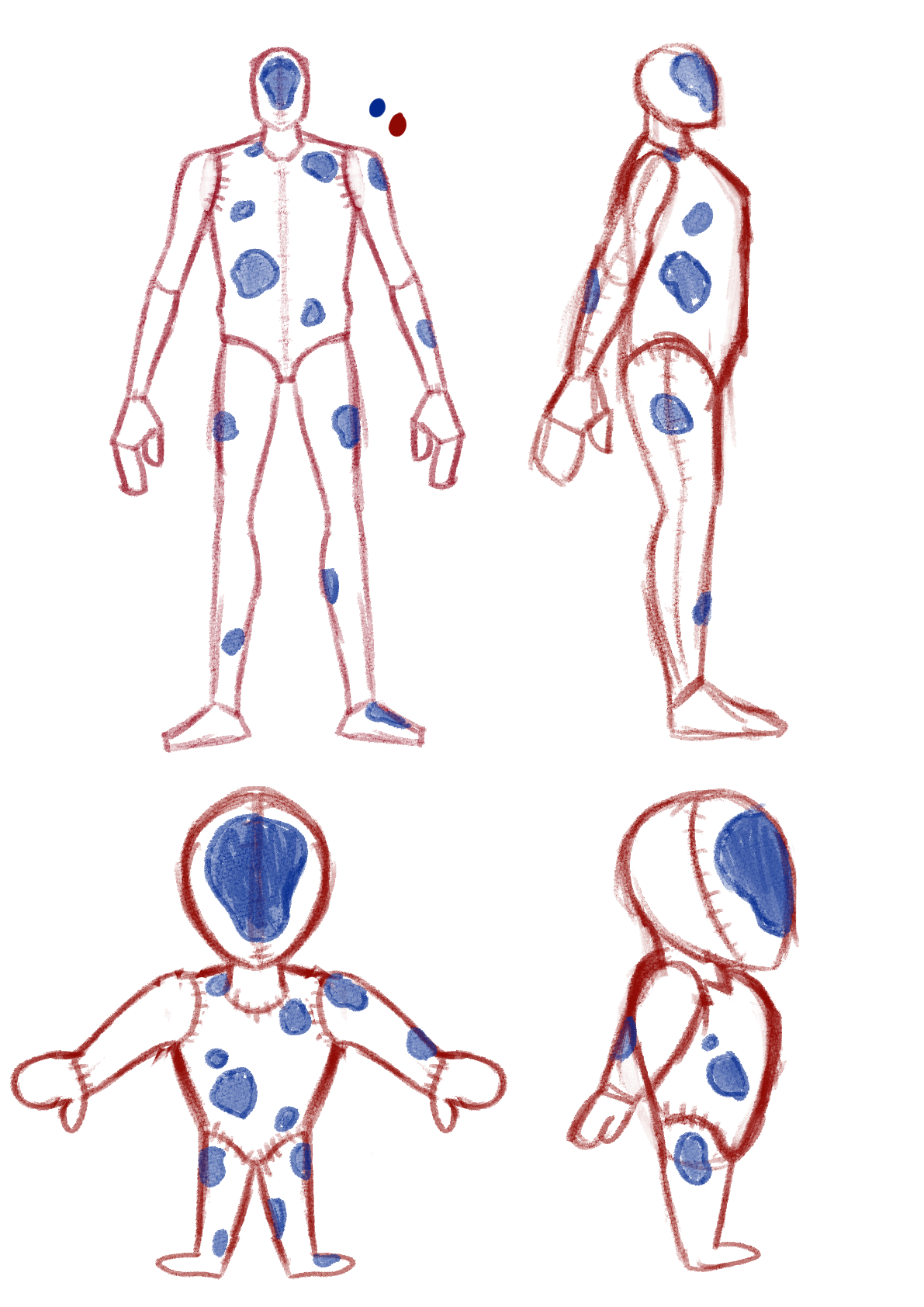 A rough plush design sketch made by DayLikesCookies. The design is inspired by a character called The Spot.